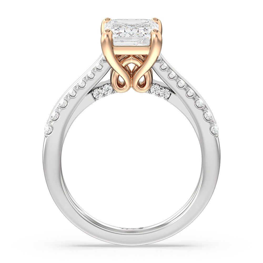 Emerald Cut The Essex Ring with Lab Grown Diamond in 14KT White & Rose Gold view 2
