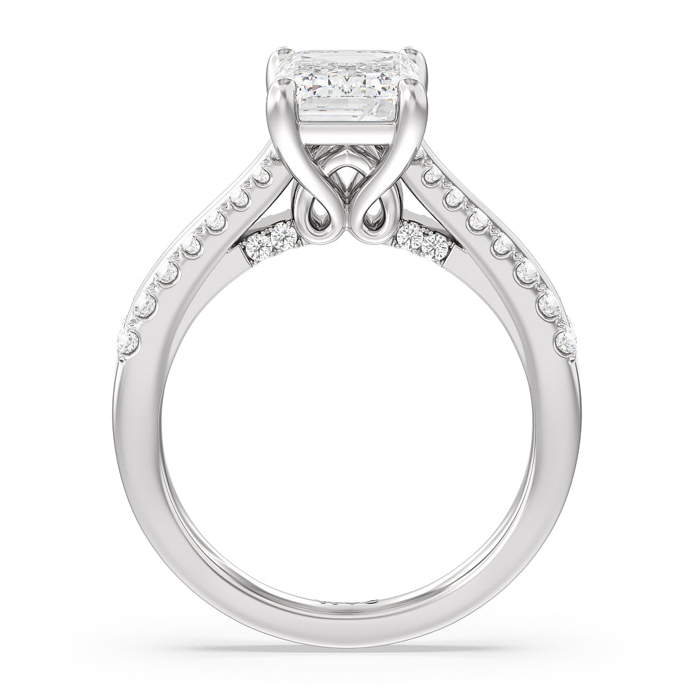 Emerald Cut The Essex Ring with Lab Grown Diamond in 14KT Platinum view 2
