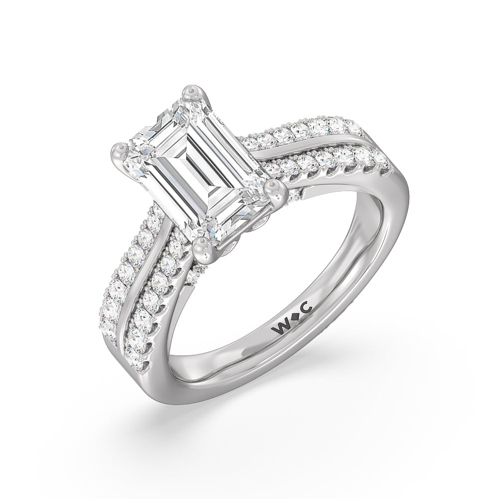 Emerald Cut The Essex Ring with Lab Grown Diamond in 14KT Platinum view 3
