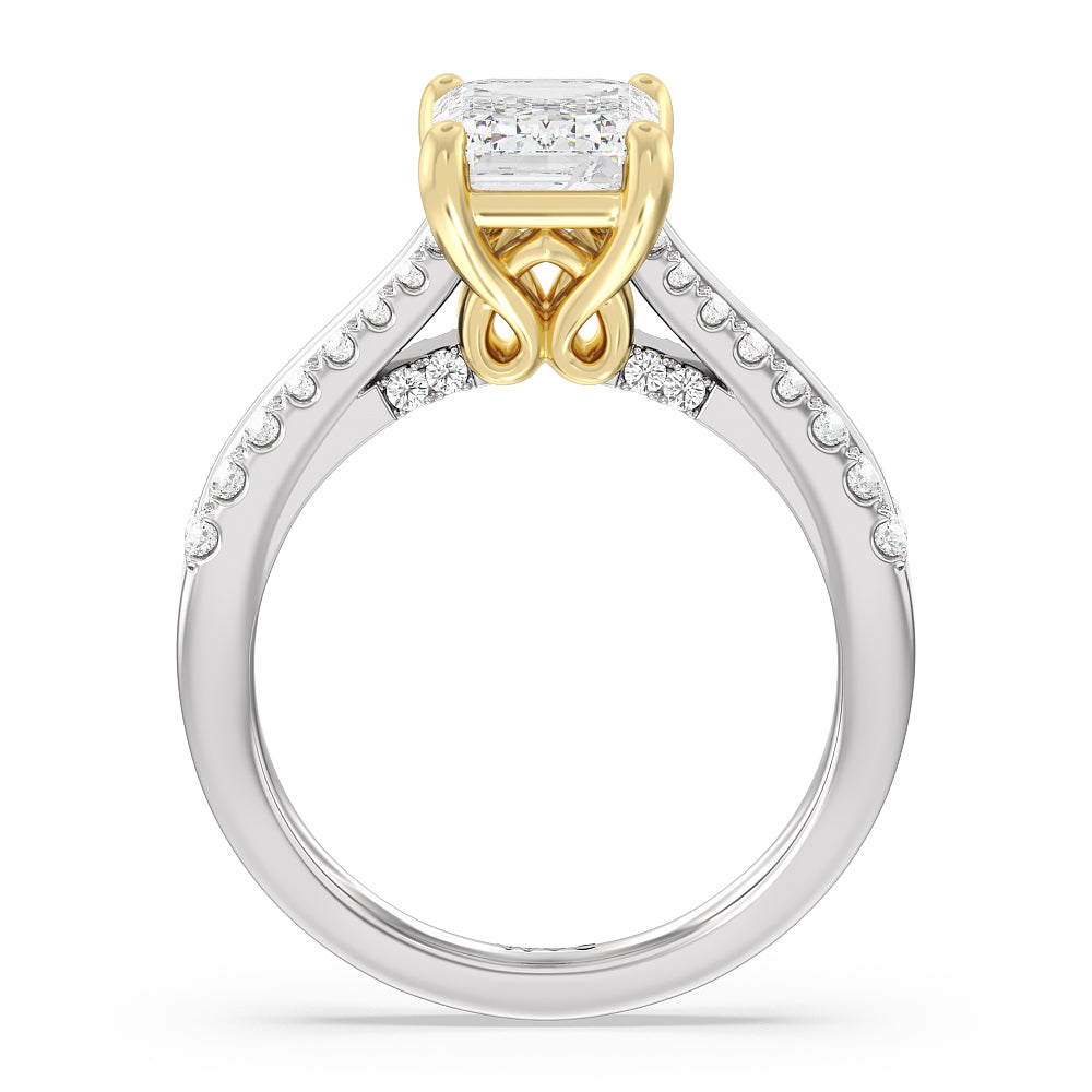 Emerald Cut The Essex Ring with Lab Grown Diamond in 14KT White & Yellow Gold view 2
