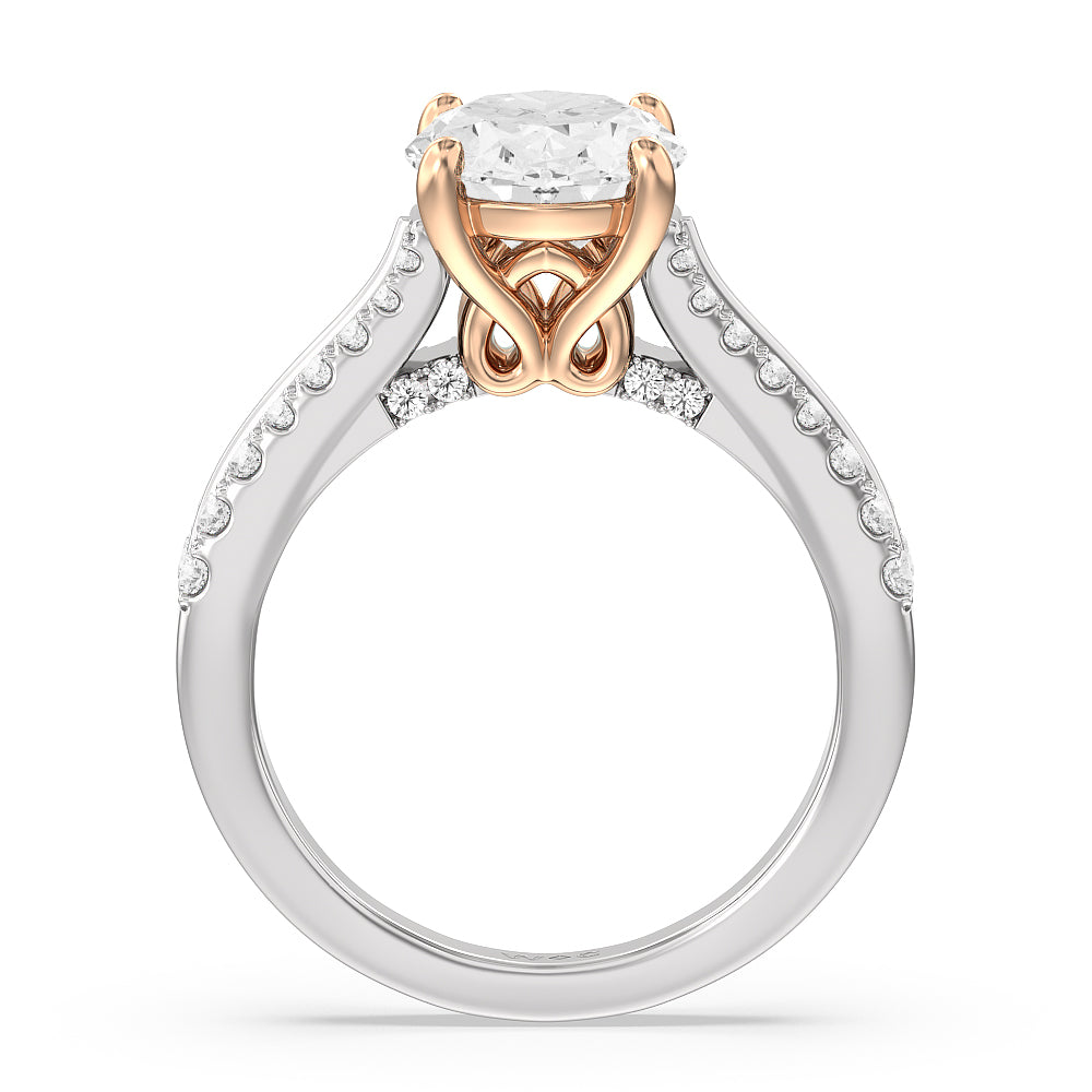 Oval Cut The Essex Ring with Lab Grown Diamond in 14KT White & Rose Gold view 2
