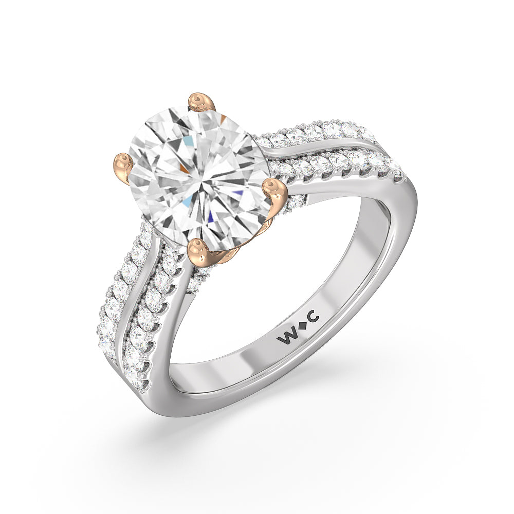 Oval Cut The Essex Ring with Lab Grown Diamond in 14KT White & Rose Gold view 3
