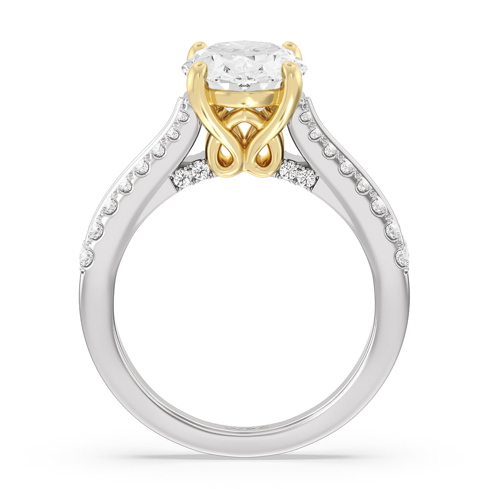 Oval Cut The Essex Ring with Lab Grown Diamond in 14KT White & Yellow Gold view 2
