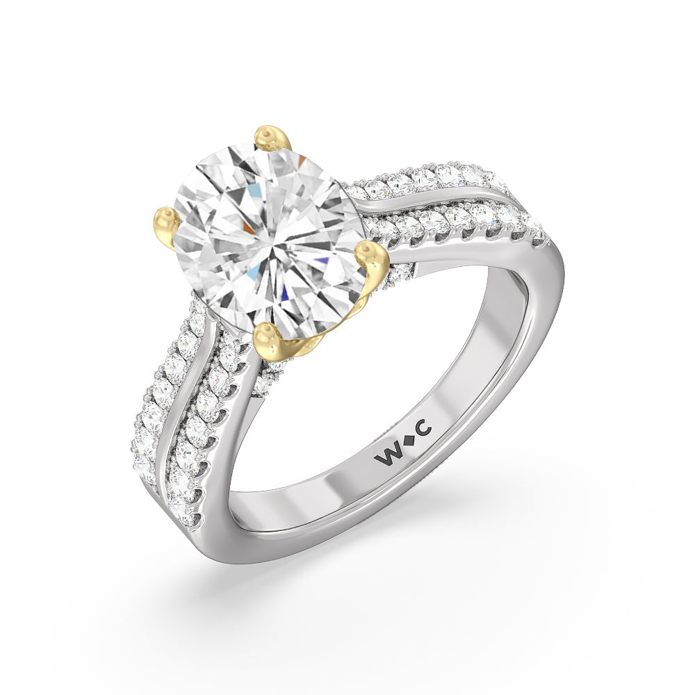 Oval Cut The Essex Ring with Lab Grown Diamond in 14KT White & Yellow Gold view 3
