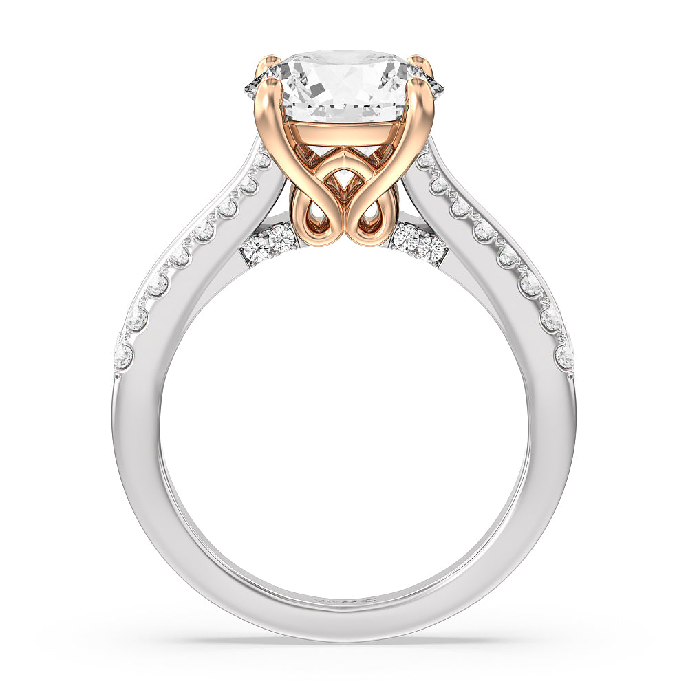 Round Cut The Essex Ring with Lab Grown Diamond in 14KT White & Rose Gold view 2
