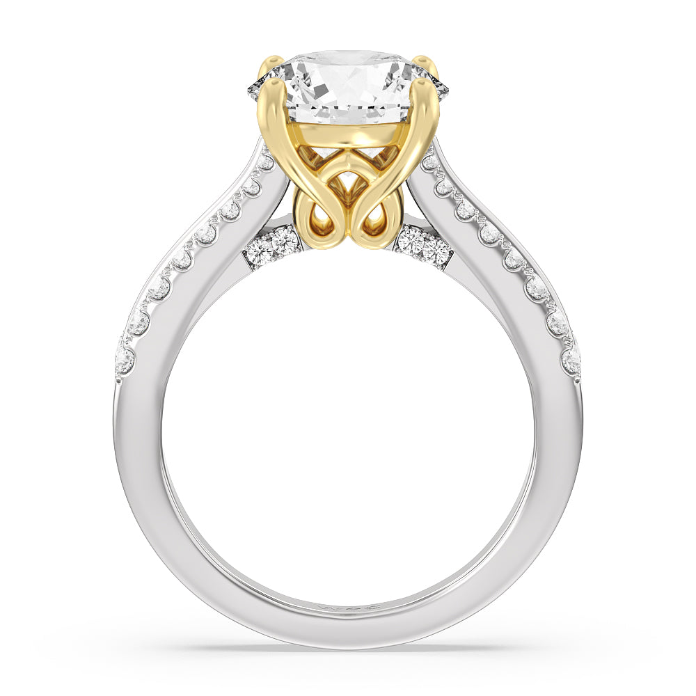 Round Cut The Essex Ring with Lab Grown Diamond in 14KT White & Yellow Gold view 2
