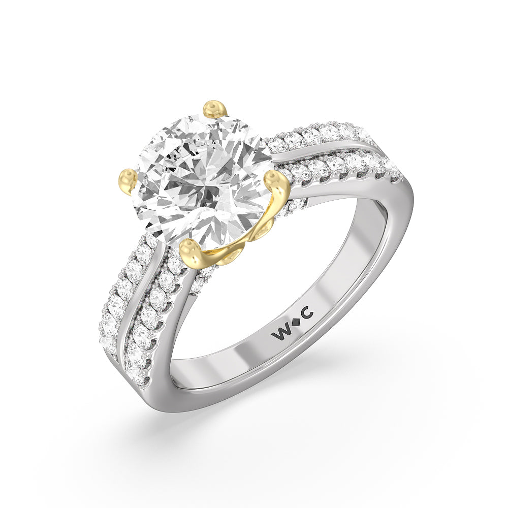Round Cut The Essex Ring with Lab Grown Diamond in 14KT White & Yellow Gold view 3
