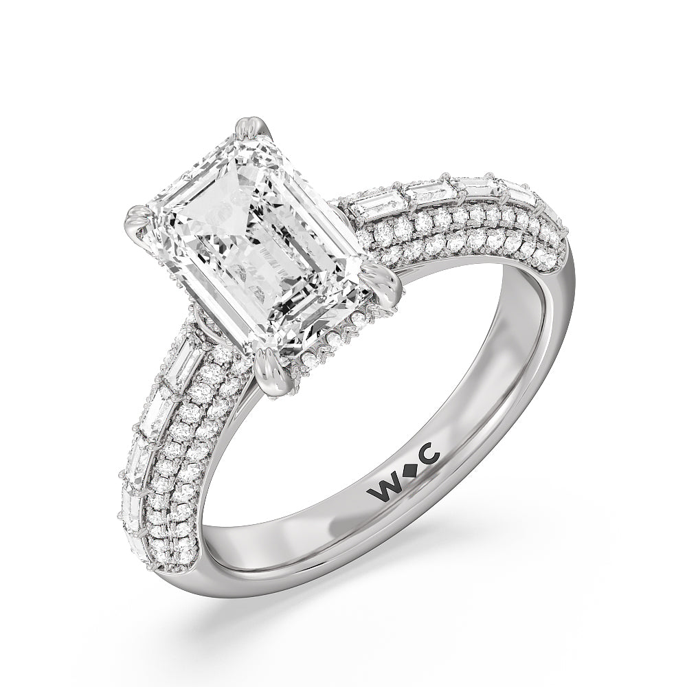 Emerald Cut The Soho Ring with Lab Grown Diamond in 14KT Platinum view 3
