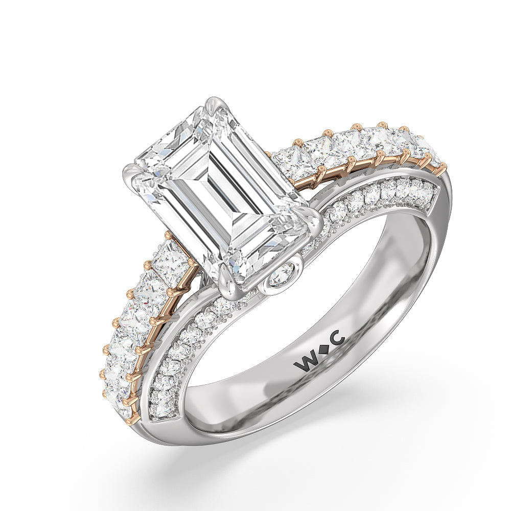 Emerald Cut The Ludlow Ring with Lab Grown Diamond in 14KT White & Rose Gold view 3

