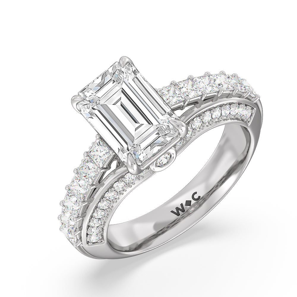 Emerald Cut The Ludlow Ring with Lab Grown Diamond in 14KT Platinum view 3
