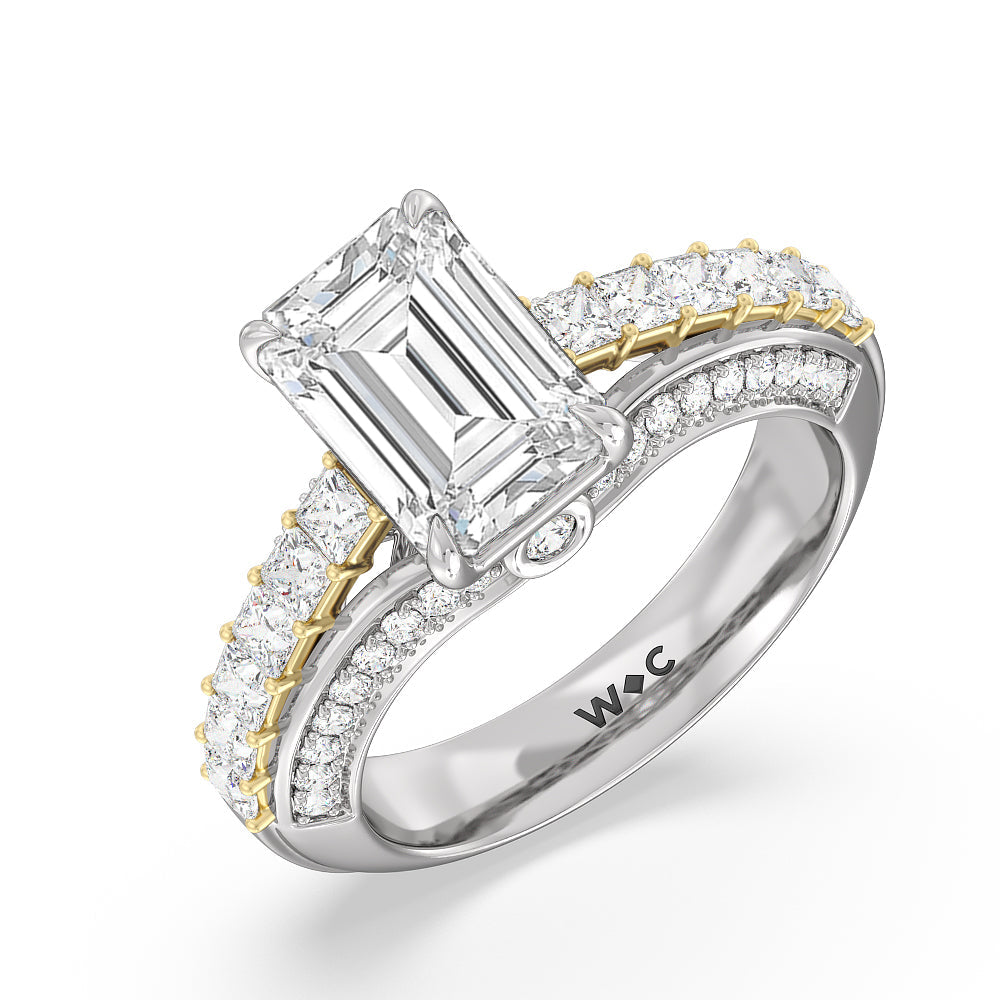 Emerald Cut The Ludlow Ring with Lab Grown Diamond in 14KT White & Yellow Gold view 3
