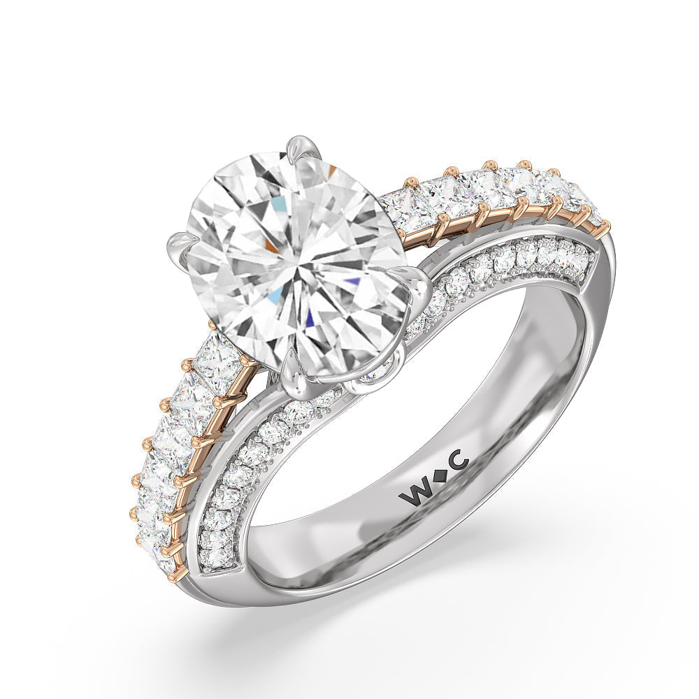 Oval Cut The Ludlow Ring with Lab Grown Diamond in 14KT White & Rose Gold view 3

