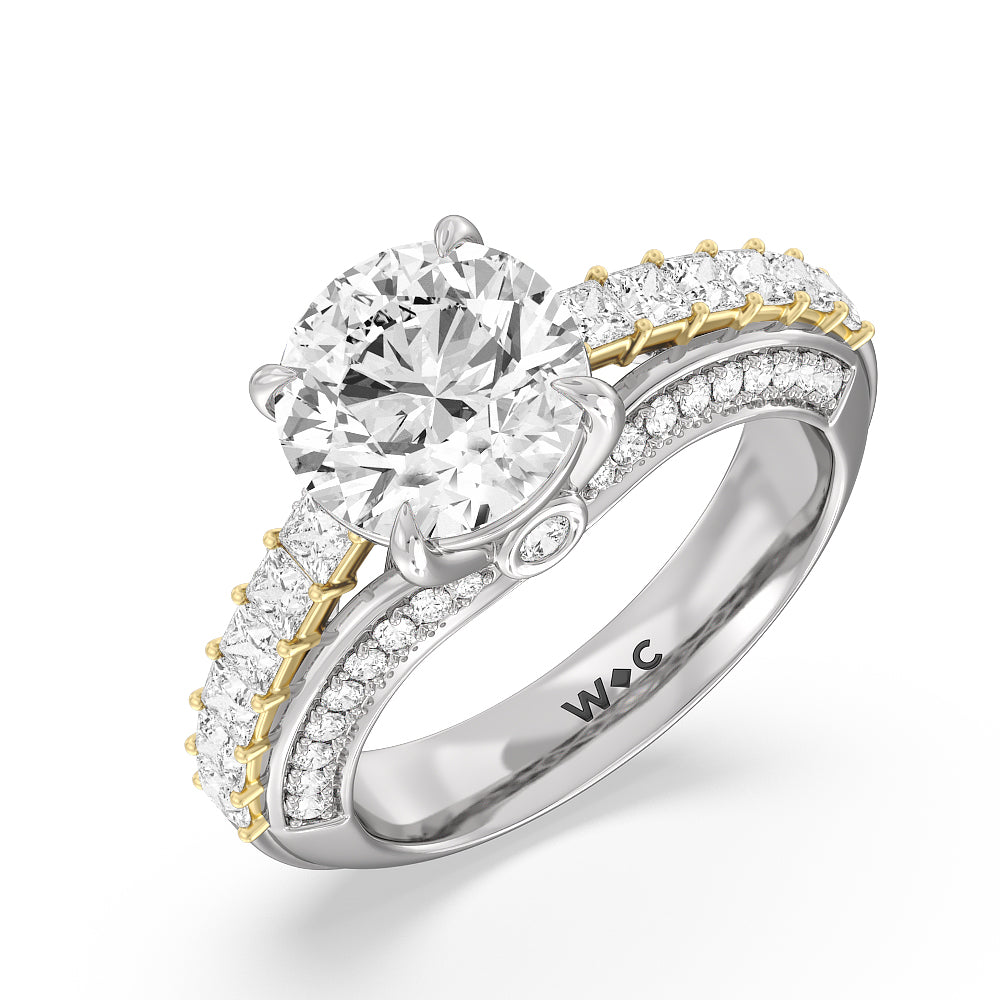 Round Cut The Ludlow Ring with Lab Grown Diamond in 14KT White & Yellow Gold view 3
