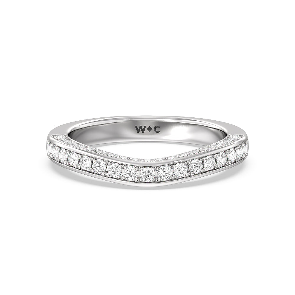 The Ludlow Band with 18KT White Gold Cut Diamond in 14KT White Gold view 1
