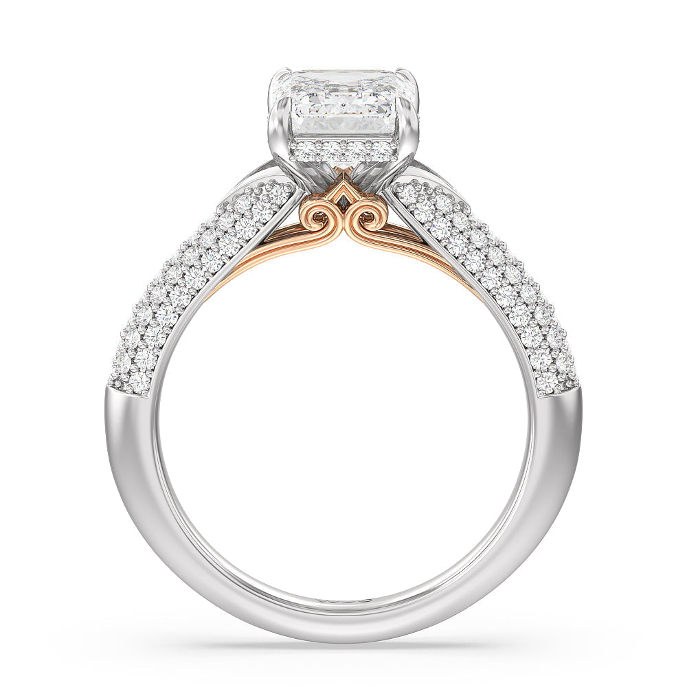 Emerald Cut The Delancey Ring with Lab Grown Diamond in 14KT White & Rose Gold view 2
