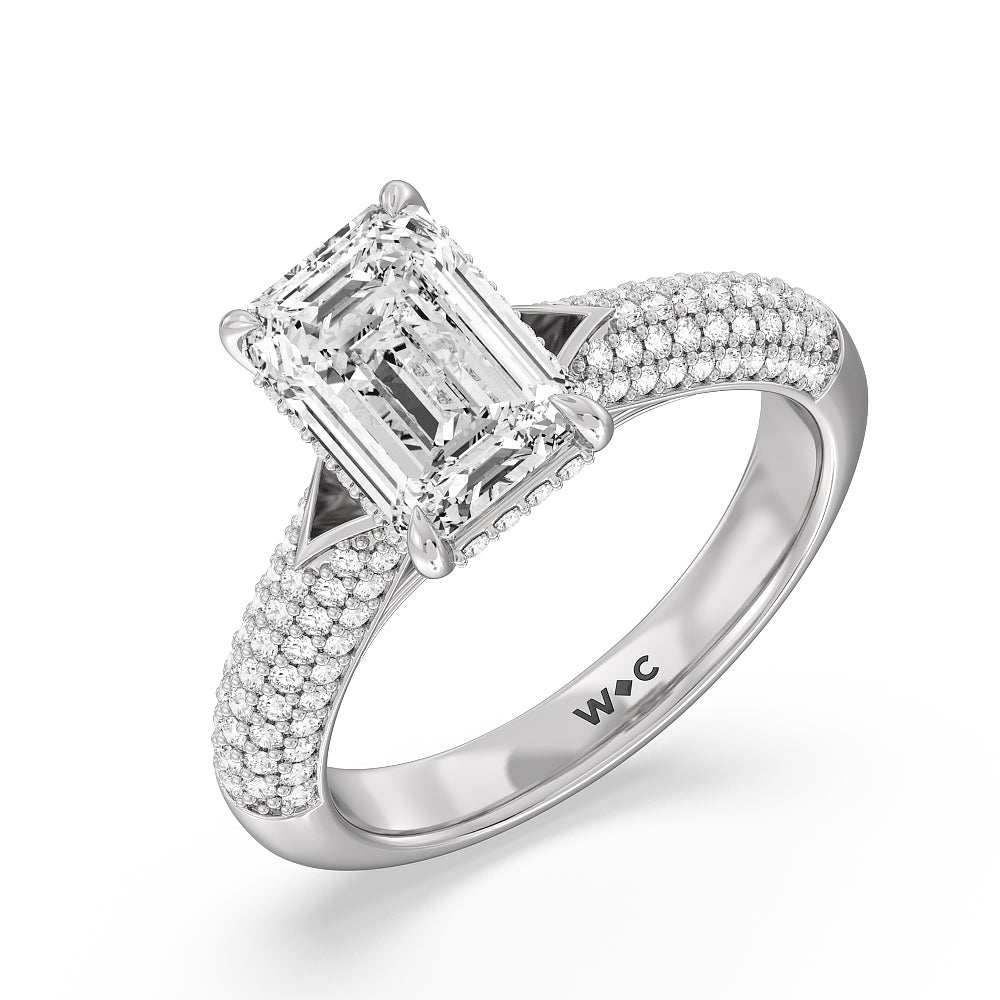 Emerald Cut The Delancey Ring with Lab Grown Diamond in 14KT Platinum view 3

