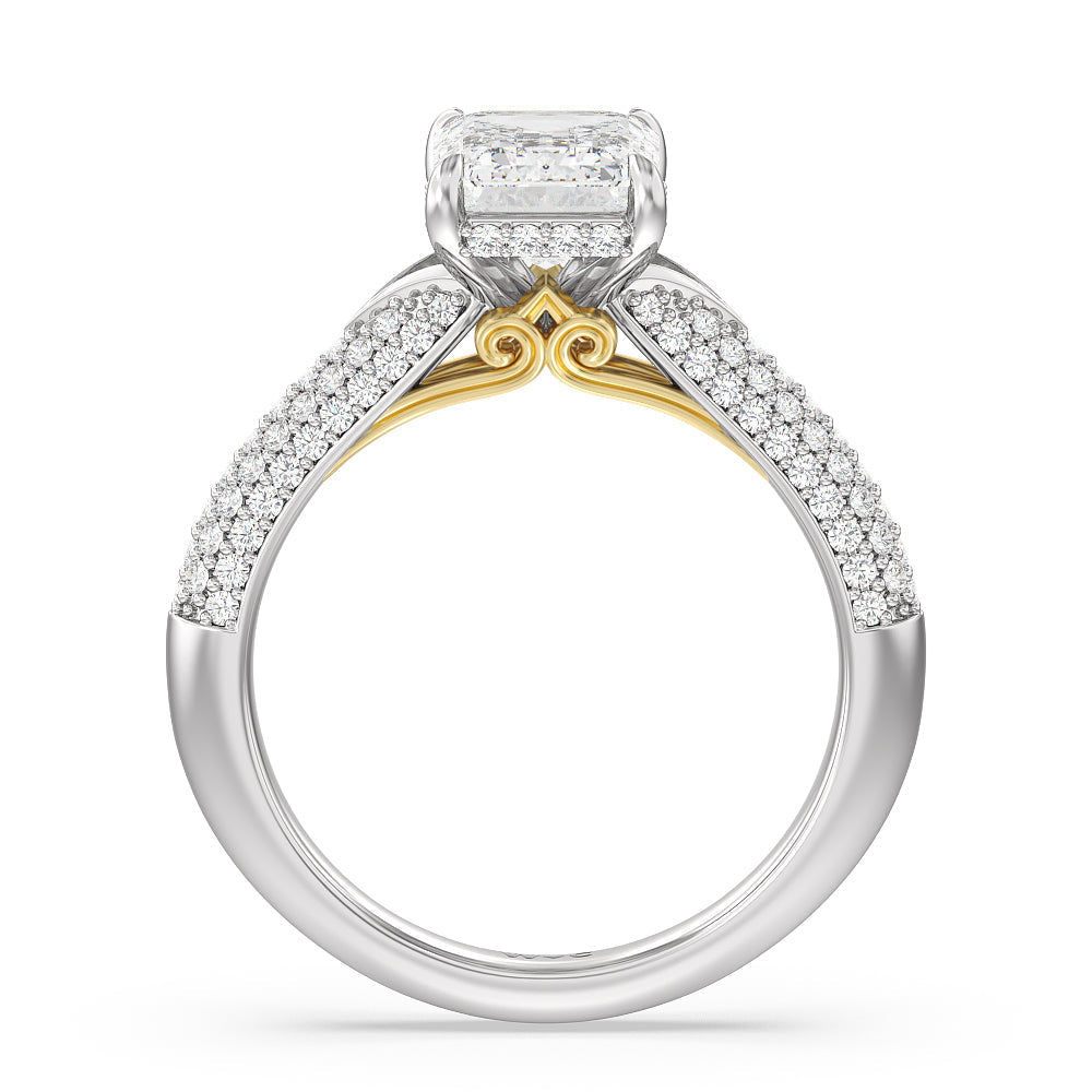 Emerald Cut The Delancey Ring with Lab Grown Diamond in 14KT White & Yellow Gold view 2
