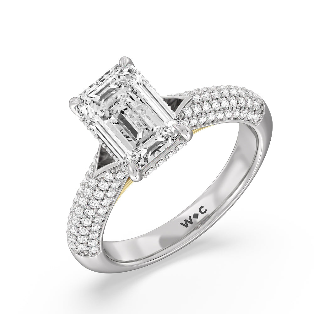 Emerald Cut The Delancey Ring with Lab Grown Diamond in 14KT White & Yellow Gold view 3
