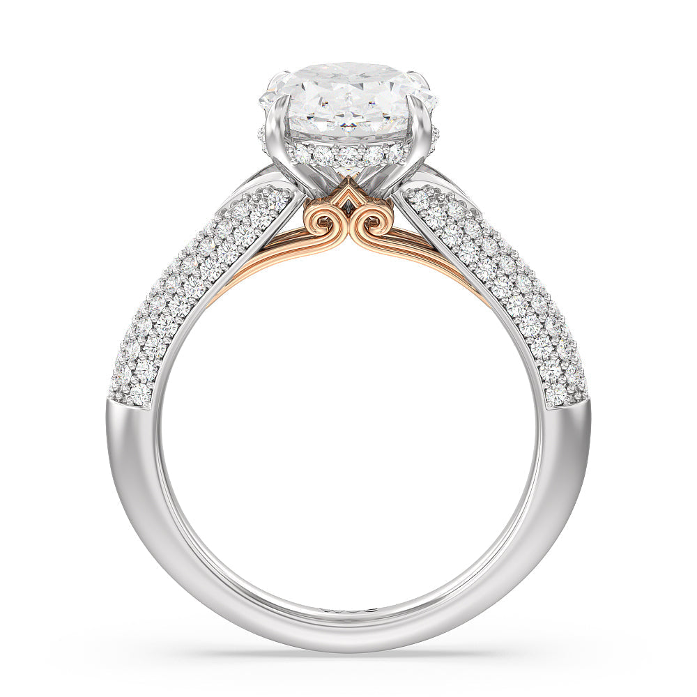 Oval Cut The Delancey Ring with Lab Grown Diamond in 14KT White & Rose Gold view 2

