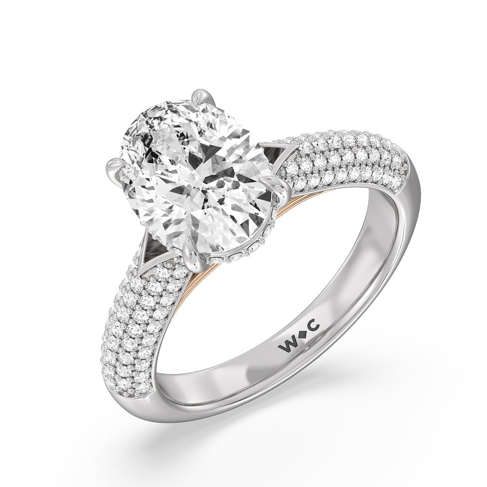 Oval Cut The Delancey Ring with Lab Grown Diamond in 14KT White & Rose Gold view 3
