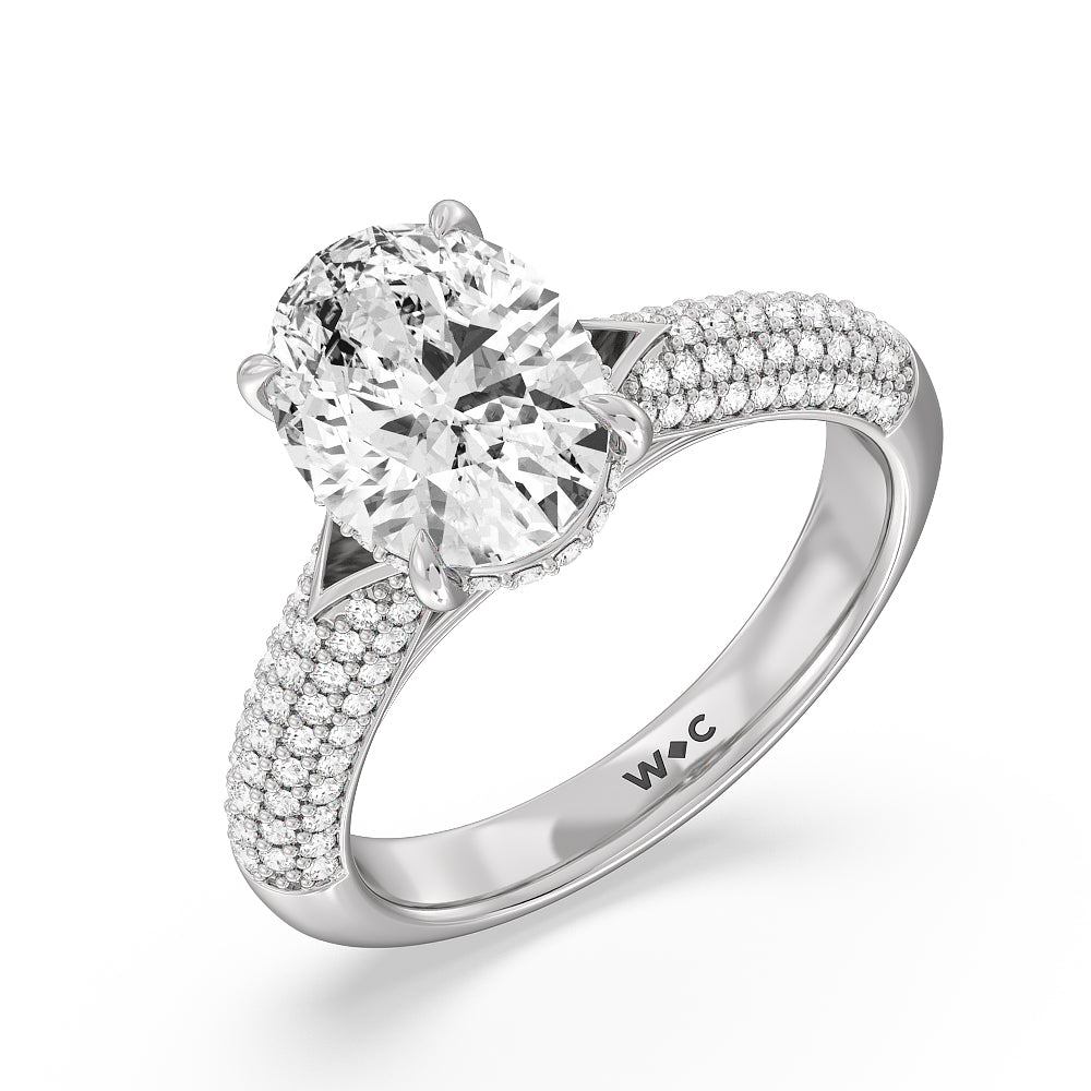 Oval Cut The Delancey Ring with Lab Grown Diamond in 14KT Platinum view 3
