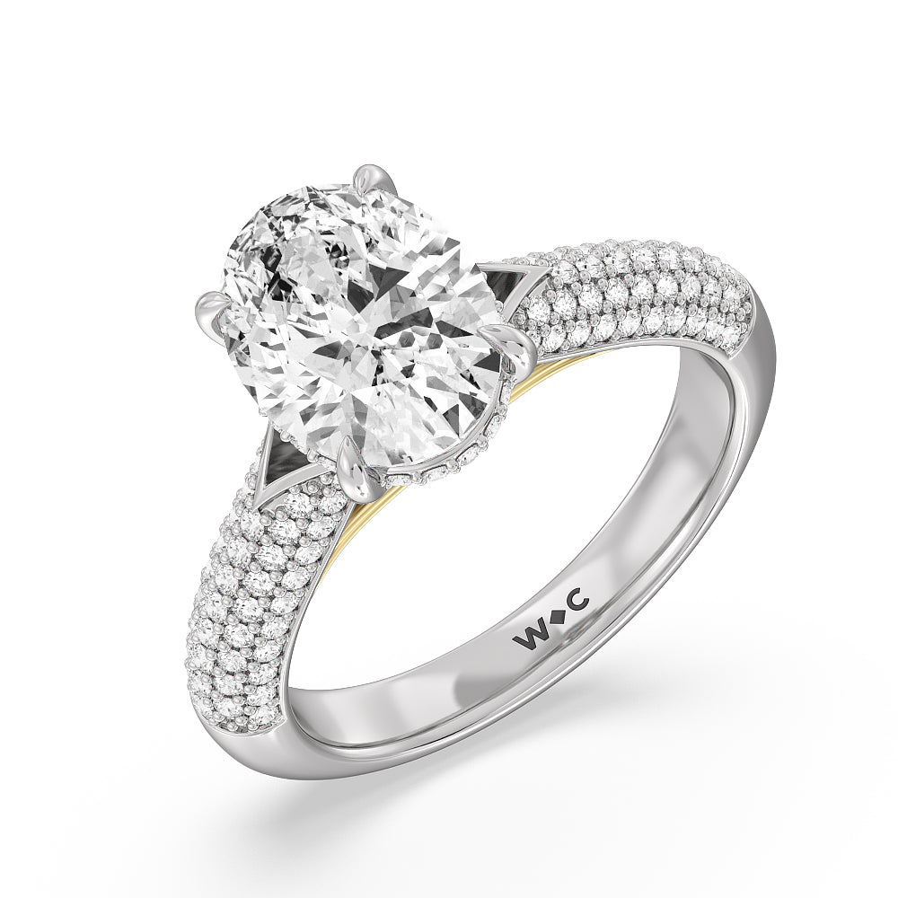 Oval Cut The Delancey Ring with Lab Grown Diamond in 14KT White & Yellow Gold view 3
