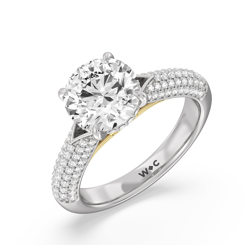 Round Cut The Delancey Ring with Lab Grown Diamond in 14KT White & Yellow Gold view 3
