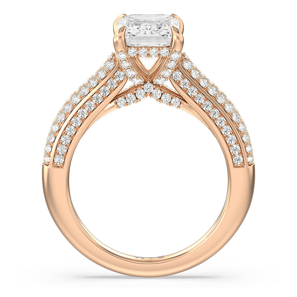 The Lafayette Ring with Emerald Cut Diamond in 14KT Rose Gold view 2
