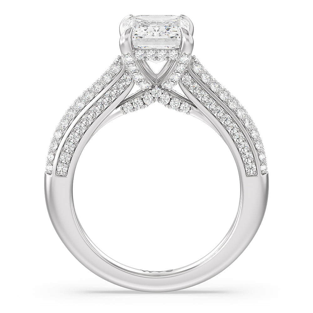 The Lafayette Ring with Emerald Cut Diamond in 14KT Platinum view 2
