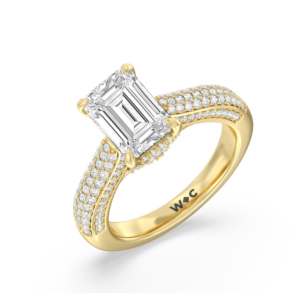 The Lafayette Ring with Emerald Cut Diamond in 14KT Yellow Gold view 3
