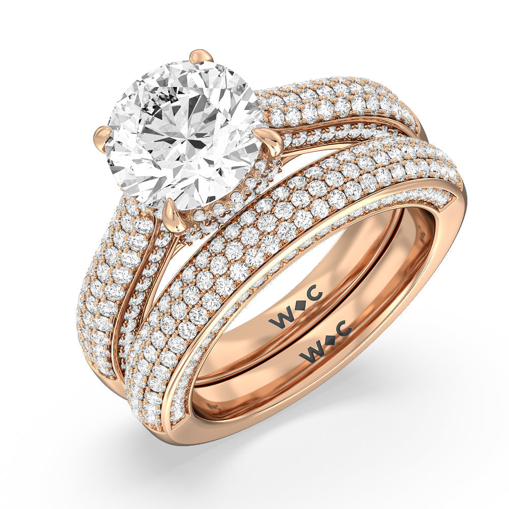 The Lafayette Diamond Wedding Band with Lab Cut Diamond in 14KT Rose Gold view 3
