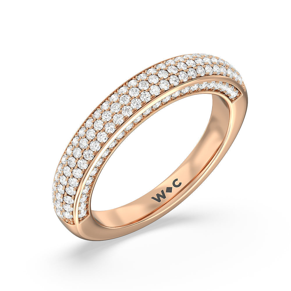 The Lafayette Diamond Wedding Band with Lab Cut Diamond in 14KT Rose Gold view 4
