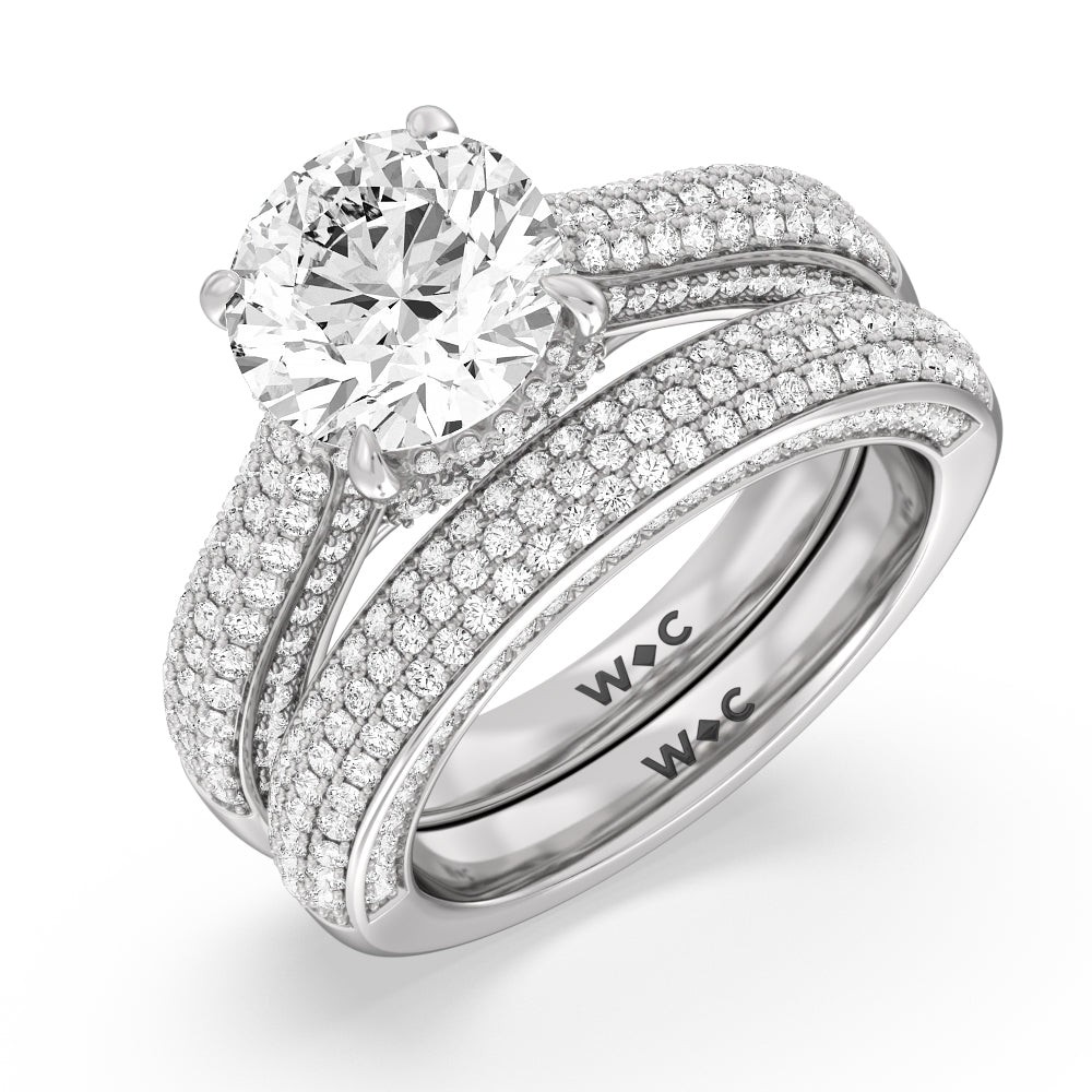 The Lafayette Diamond Wedding Band with Lab Cut Diamond in 14KT White Gold view 3

