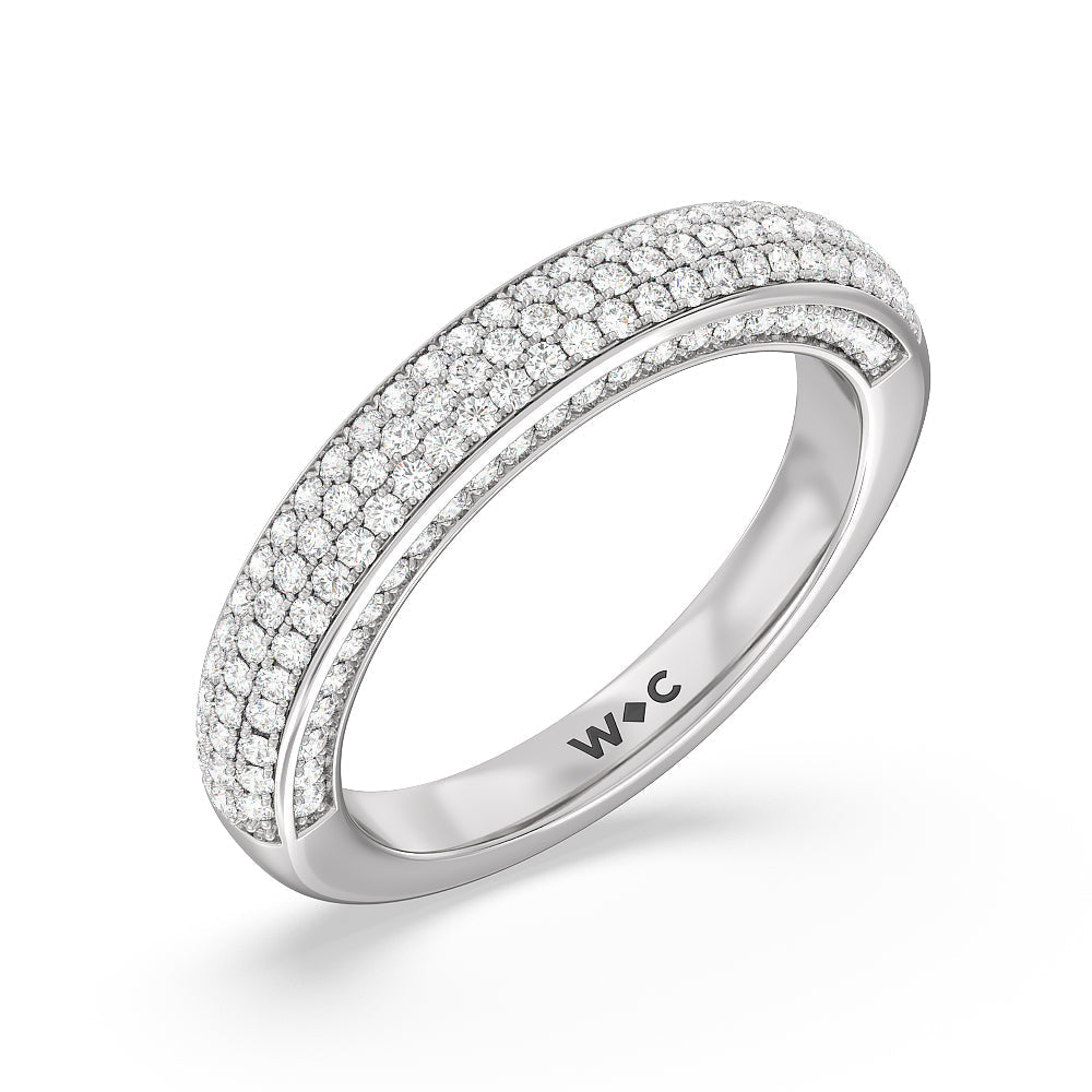 The Lafayette Diamond Wedding Band with Lab Cut Diamond in 14KT White Gold view 4
