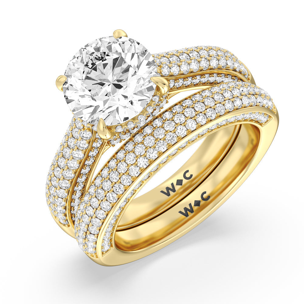 The Lafayette Diamond Wedding Band with Lab Cut Diamond in 14KT Yellow Gold view 3
