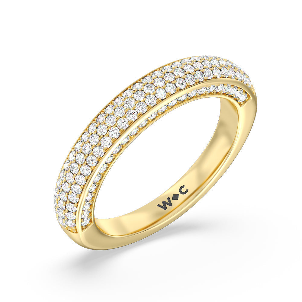The Lafayette Diamond Wedding Band with Lab Cut Diamond in 14KT Yellow Gold view 4
