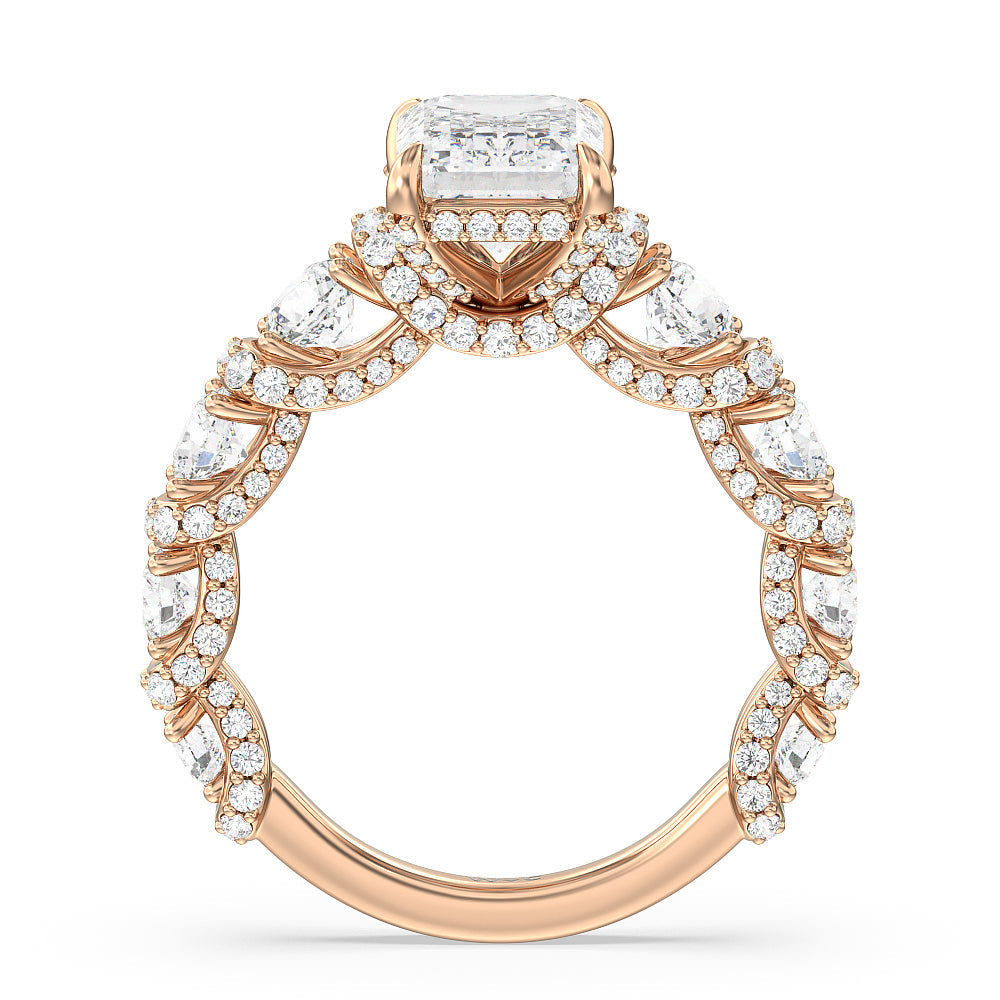 Emerald Cut The Fulton Ring with Lab Grown Diamond in 14KT Rose Gold view 2
