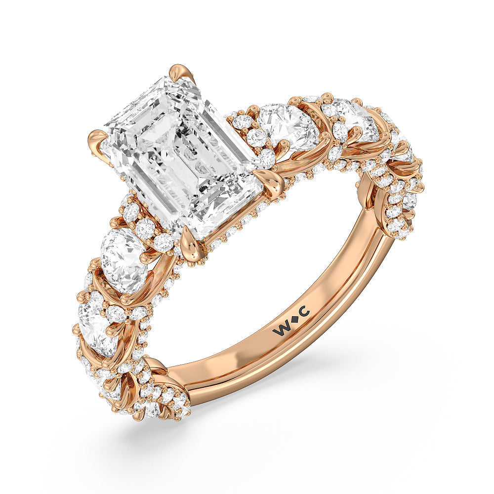 Emerald Cut The Fulton Ring with Lab Grown Diamond in 14KT Rose Gold view 3
