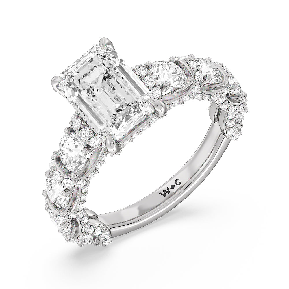 Emerald Cut The Fulton Ring with Lab Grown Diamond in 14KT Platinum view 3
