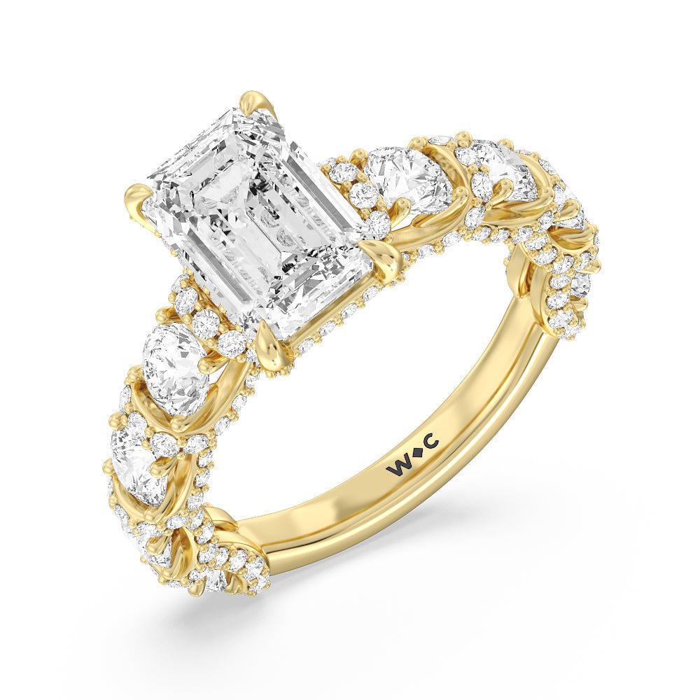 Emerald Cut The Fulton Ring with Lab Grown Diamond in 14KT Yellow Gold view 3
