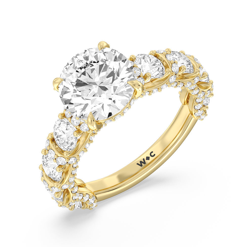 Round Cut The Fulton Ring with Lab Grown Diamond in 14KT Yellow Gold view 3
