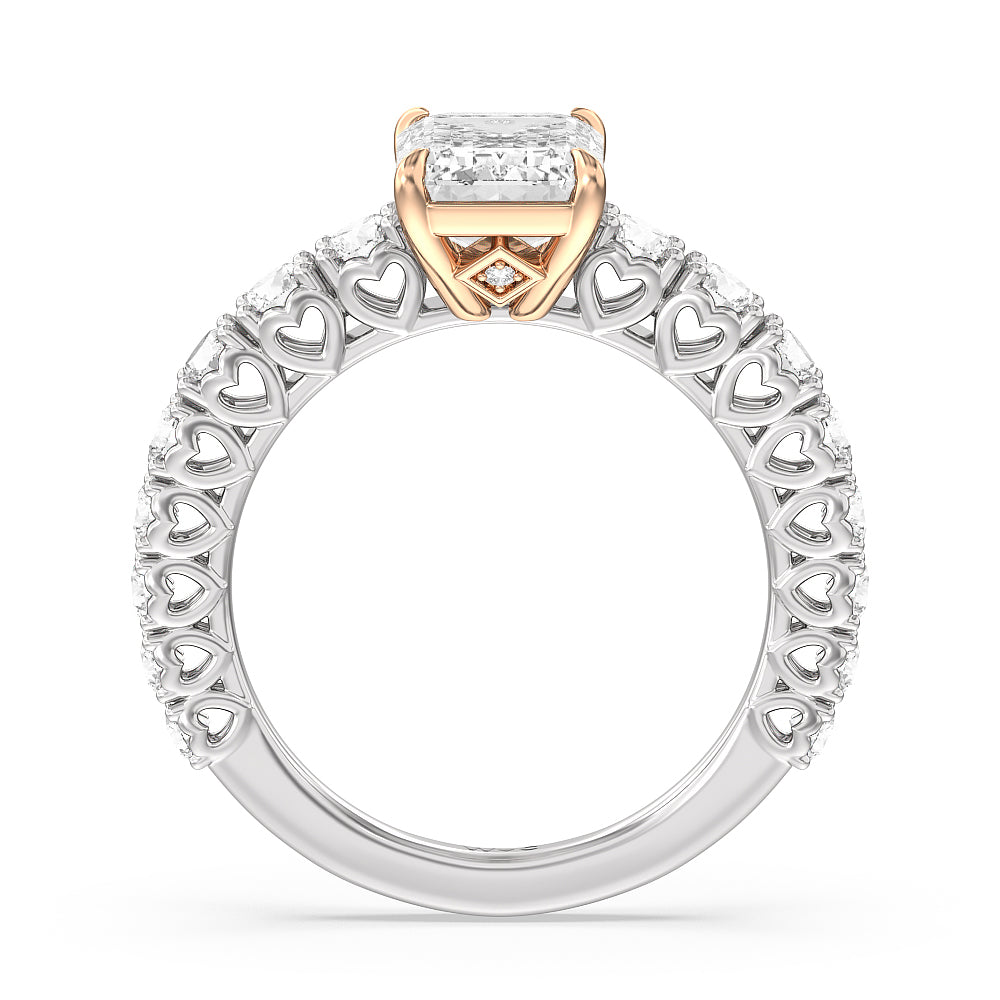 Emerald Cut The Uptown Ring with Lab Grown Diamond in 14KT White & Rose Gold view 2
