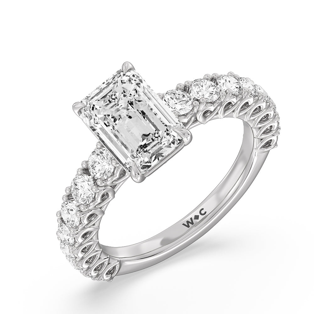 Emerald Cut The Uptown Ring with Lab Grown Diamond in 14KT Platinum view 3
