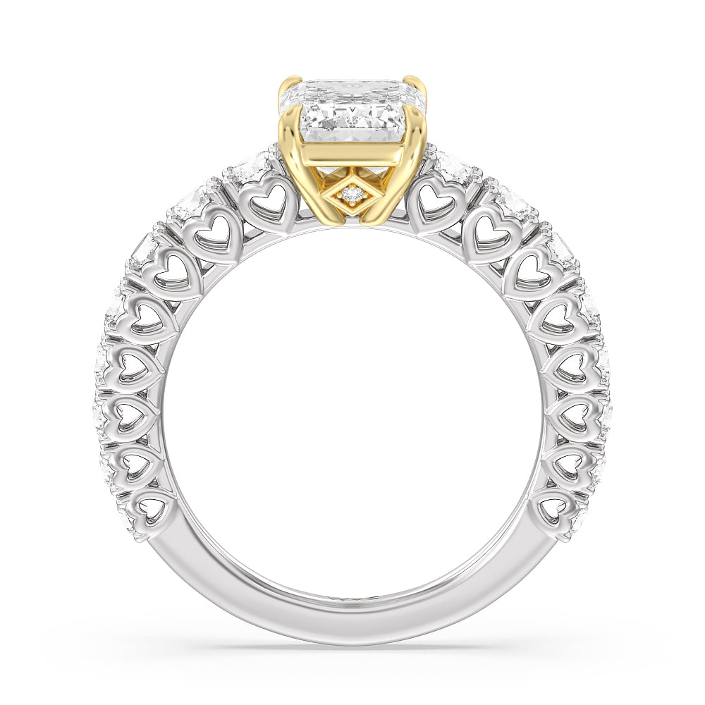 Emerald Cut The Uptown Ring with Lab Grown Diamond in 14KT White & Yellow Gold view 2
