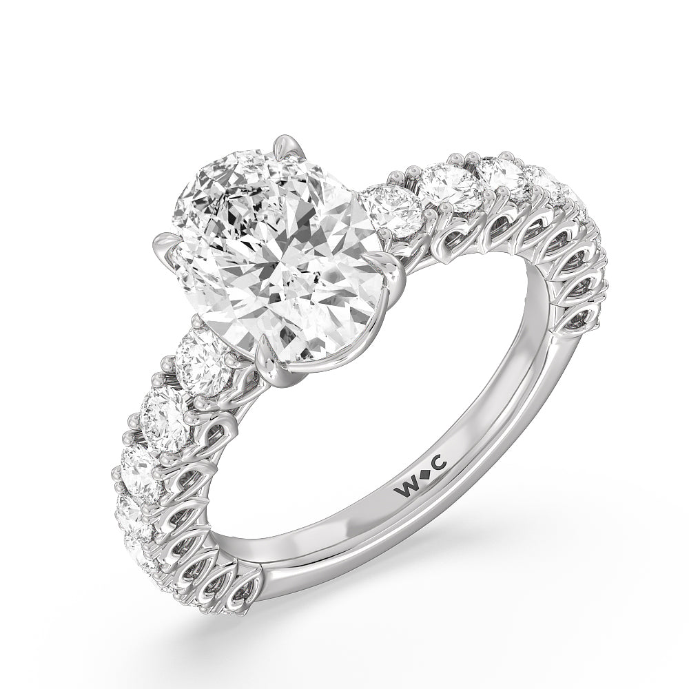 Oval Cut The Uptown Ring with Lab Grown Diamond in 14KT Platinum view 3
