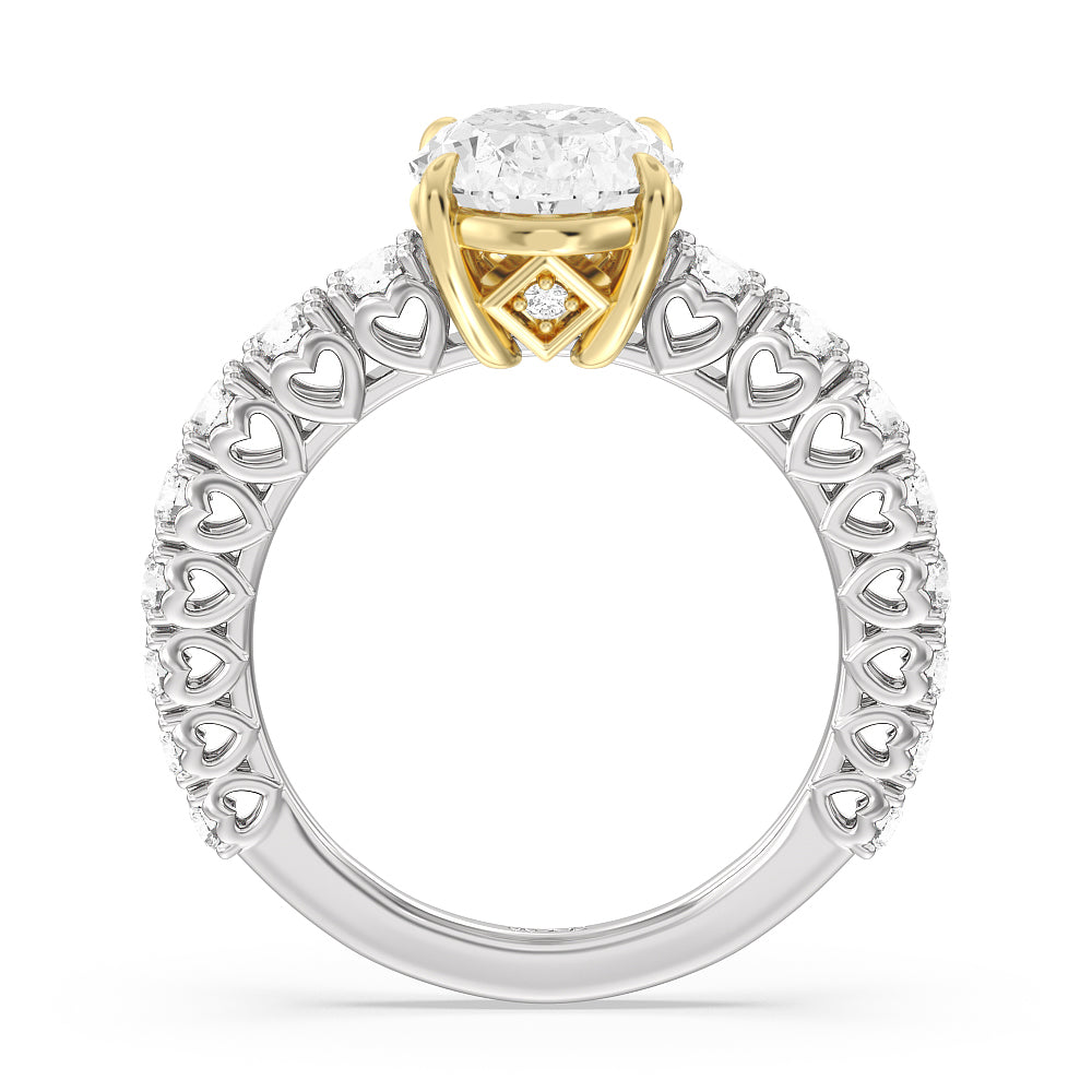 Oval Cut The Uptown Ring with Lab Grown Diamond in 14KT White & Yellow Gold view 2
