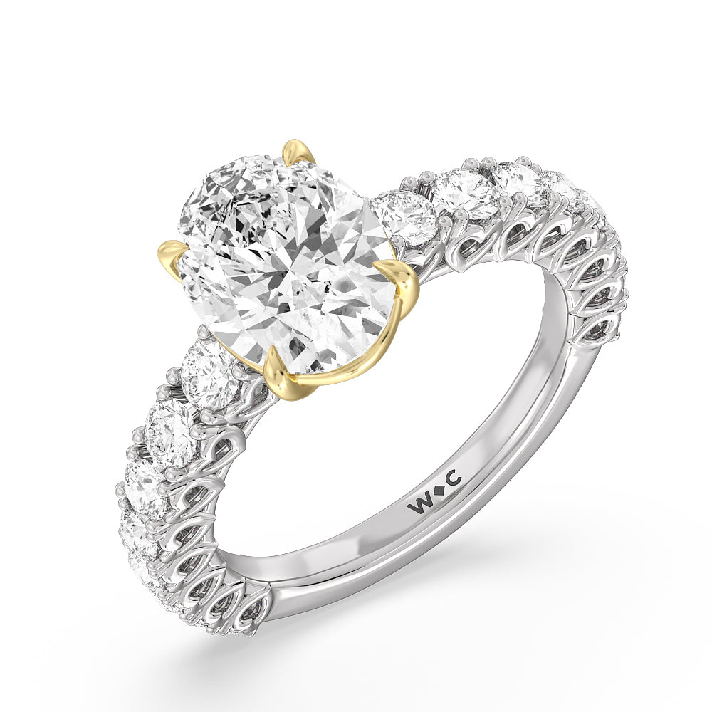 Oval Cut The Uptown Ring with Lab Grown Diamond in 14KT White & Yellow Gold view 3
