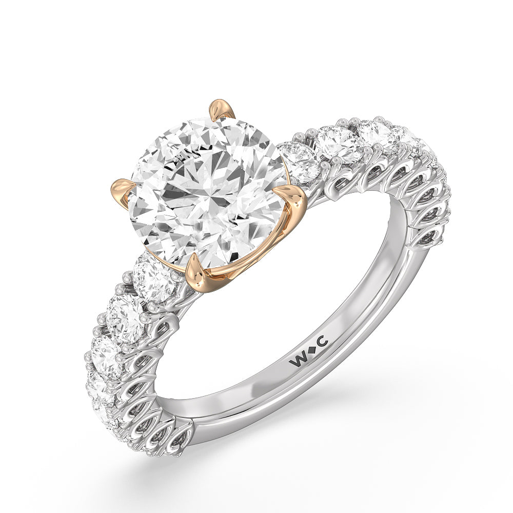 Round Cut The Uptown Ring with Lab Grown Diamond in 14KT White & Rose Gold view 3
