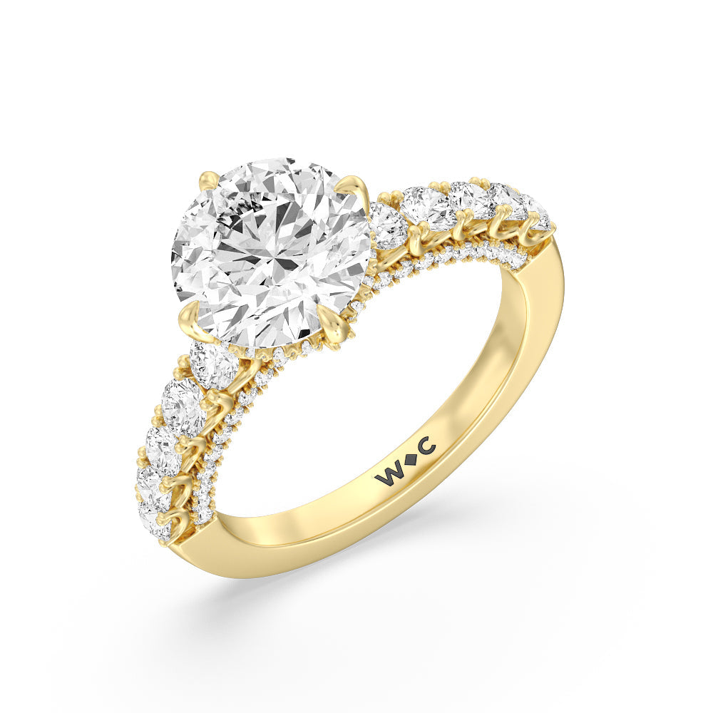 Round Cut The Fifth Avenue Ring with Lab Grown Diamond in 14KT Yellow Gold view 3
