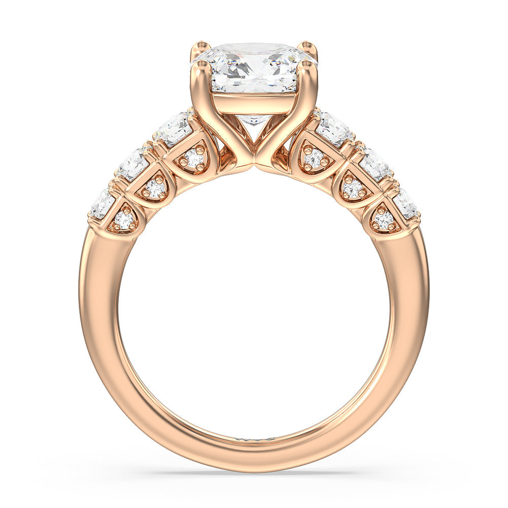 Cushion Cut The Broadway Ring with Lab Grown Diamond in 14KT Rose Gold view 2

